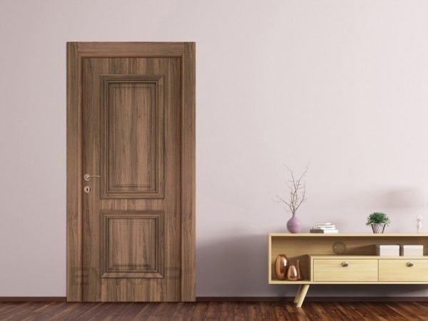 Puerta interna de PVC de madera de 2 paneles dorados
