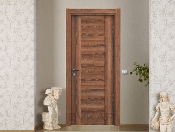 Puerta de melamina estilo cabaña marrón oscuro