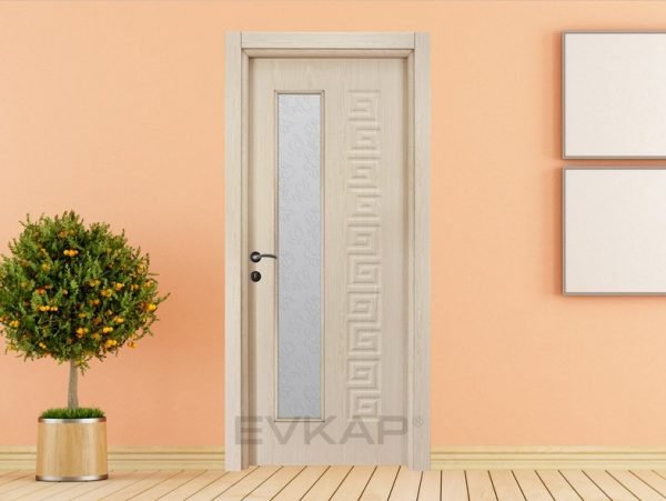Puerta interna de PVC esmaltada de color blanco abedul